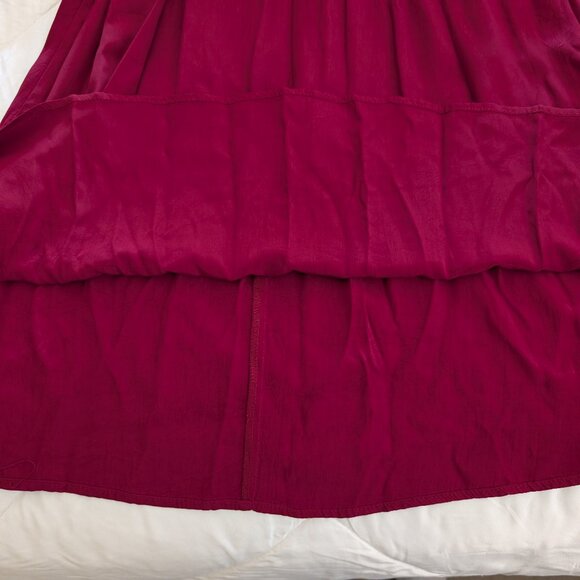 HEARTS Dress 11/12 Red Prairie VTG Maxi Ruffle Collar Button Pleated Cottagecore - Picture 10 of 14